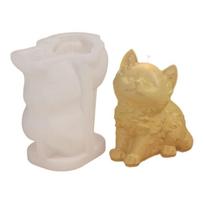 Unique Silicone Mold Aromatherapy Moulds Cute Cat Shape Silicone Candle Mold Crafts Molds Suitable for Making Candle beige