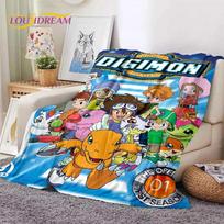 Retro Digimon Adventure Monster Cartoon Soft Flannel Blanket for Beds Bedroom Sofa Picnic,Throw Blanket for Cover Children Gift 75x90cm