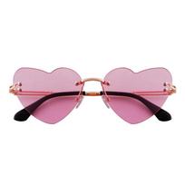 Fashion Red Heart Sunglasses Women Men Trendy Cat Eye Love Sun Glasses Rimless Party Shades S7268Q