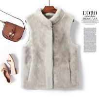 fur integrated waterproof mink vest jacket autumn and winter new medium and old large size loose fashion temperament short vest L [recommended 90-55kg] sidabro pilka spalva