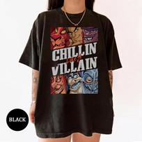Disney Villains Chillin Like A Villain Group Unisex 100% Cotton T-shirt Mens Tees Top Adul100% Cotton T-shirt Mens Womens Tees Top S
