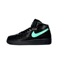 Nike Air Force 1 Breathable And Wear resistant Mid top Skateboard Shoes Unisex Black Green CW2289-001(Team133-mid) 39 black
