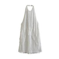 Women Summer Halter Neck Sleeveless Fringed Short Dress Strapless Off-the-Shoulder Braided Rope Paneling Slim Pleated Skirt for Parties S balta
