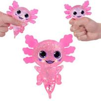 Glitter Squishy Stress Glitter Sugar Filled Soothing Texture Squishy Fidget Stress Ball Cute Shape Axolotl Squishy rožinė