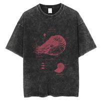 Hot Sale Funny Nautilus Anatomy Vintage Washed Tshirt Mens Womens Casual Oversized T Shirts Unisex Fashion Cool Streetwear S