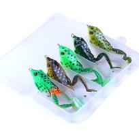 HENGJIA Pack of 5 Topwater Floating Frog Bait Fishing Lures Kit Plastic Artificial Bait with Box