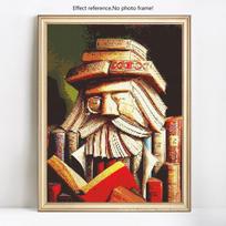 Deimantinis paveikslas Portretas Senas Vyras Pilnas apvalus Kalnų krištolo paveikslų siuvinėjimas Išpardavimas Deimantas 20X30 black