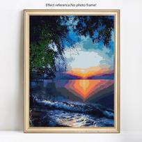 Deimantinis paveikslas pajūrio kalnų krištolinio saulėlydžio paveikslas 5D „pasidaryk pats“ mozaikinis deimantų siuvinėjimas 20X30CM gray