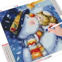 Snow Man Diamond Painting Santa Claus Home Full Square Decoration Embroidery 30x30CM gray