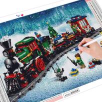 3D Deimantinė tapyba Kalėdinis traukinys Žiemos deimantinė siuvinėjimo kryželiu sniego peizažas mozaikinė sienos dailė Full Square (20X30CM) black