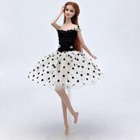 Juoda Balta Nėriniuota Taškuota Trumpa Tiulio Sijoninė Suknelė Rinkinys Barbie Lėlės Drabužiai 1/6 BJD Lėlės Šventinės Suknelės Lėlės Aksesuarai juoda