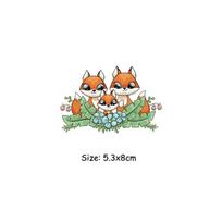 Fox Family Sticker Patch Vinyl Thermal Press Diy A-Level Stickers For T-Shirt Iron On Patches beige