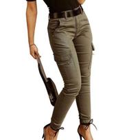 Office Lady Sweatpant Pockets Slim Women Stylish Ankle Tied Zipper Pants for 2XL žalia