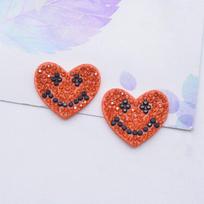 12Pcs/lots Diamond Smile Crystal Love Heart DIY Patches Rhinestone Stick-on Planar Scrapbooking  Accessories oranžinė