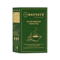 Baltoji arbata Sidabrinės adatos (100 g), Sidabrinė adata baltoji arbata,  Navvayd black