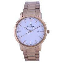 Westar White Dial Rose Gold Tone Stainless Steel Quartz 50243 PPN 601 Men's Watch balta