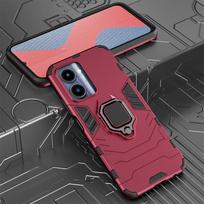 KEYSION smūgiams atsparus šarvų dėklas, skirtas Realme C33 C35 C30 V20 minkštas silikonas+PC metalinis žiedinis stovas Telefono galinis dangtelis skirtas OPPO A96 A76 4G for Realme C33 raudona