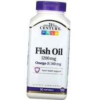 Žuvų taukai, Omega 3 širdžiai, Žuvų taukai 1200, 21st Century 90 minkštųjų kapsulių (67440006) 90softgels