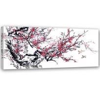 Spaudinys ant drobės, japoniškų vyšnių žiedai 90x30 juoda/balta