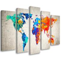 Five piece picture canvas print Coloured World Map Map 100x70 įvairiaspalvis