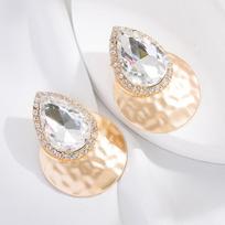 Women's Exaggerated Water Drop Shaped Colored Glass Crystal Earrings Simple Personalized Earrings OneSize žalia