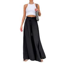 Summer Elastic Waist Edible Tree Fungus Trousers Fashion Loose Pocket Drawstring Pants Casual Solid Green Wide Leg Pants 25550 XL rožinė