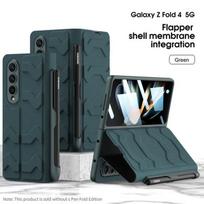 Wave oda, skirta Samsung Galaxy Z Fold 4 korpusui, stiklinė plėvelė, ekrano apsauga, rašiklio laikiklio stovo dangtelis Only Case(No Pen) žalia