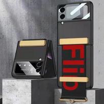 With Strap Lens Camera Glass Protection Case For Samsung Galaxy Z Flip 4 3 5g Case Wristband Plastic Pc Back Cover Z Flip4 Capa For Samsung Z Flip 3
