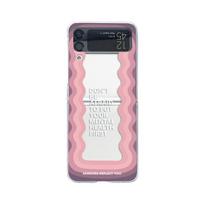 For Samsung Galaxy Z Flip 4 3 Case Gradient Waves Painted Transparent Shockproof Folding Hard Back Cover For Samsung Flip4 Flip3 For Samsung Z Flip 4 raudona