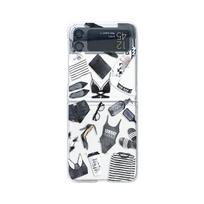 For Samsung Galaxy Z Flip 4 3 Flip4 Flip3 Case Trend Fashion Label Pattern Painted Transparent Shockproof Folding Hard Back Case For Samsung Z Flip 4