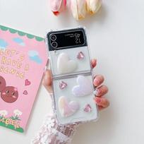 Skirtas Samsung Galaxy Z Flip 4 3 Case Cute 3D Laser Love skaidrus silikoninis sulankstomas smūgiams atspari apsauga galinio dangtelio priedai for Galaxy Z Flip 4