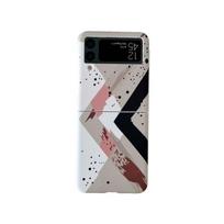 For Samsung Galaxy Z Flip 4 Case 3 Color -Block Water Sticker Folding Cases For Samsung Z Flip 3 5g Shockproof Hard Back Cover Galaxy Z Flip 3