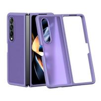 Samsung Z Fold 4 dėklas, draugiškas odai, itin plonas sulankstomas dėklas Galaxy Z Fold 4 Fold4, smūgiams atsparus permatomas minkštas galinis dangtelis Z Fold 4 violetinė