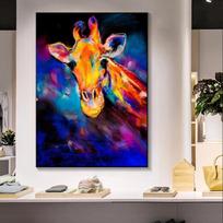 Abstraktus Gyvūnas Spalvingas Papūga Karvė Arklys Paukštis Aliejus Drobė Tapyba Plakatai ir Spaudiniai Sienų Menas Paveikslai Namų Dekoravimas Be Rėmo 21cm×30cm No Frame blue