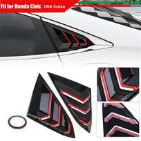 trūkumas+raudona galinės šoninės ventiliacijos angos lango žaliuzių dangčio apdaila, skirta Honda Civic sedanui 2016-21 black