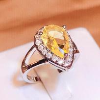 Luxury Silver Color Fancy Yellow CZ Rings for Women Wedding Ceremony Party Birthday Gift Brilliant Cubic Zirconia Jewelry 6 geltona