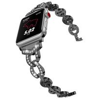 Metalinis VO Deimantais inkrustuotas grandėlinis apyrankės dirželis Apple Watch 8 7 49mm 45mm 41mm greito atsegimo dirželis iWatch 65432SE 44mm 40mm 42mm 38mm apyrankė 38/40/41mm juoda