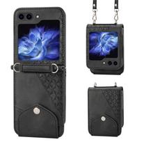 Odinis telefono dėklas, skirtas Samsung Galaxy Z Flip 5 4 3 5G Flip3 Flip4 Flip5 Cover Kortelės lizdo stovas Piniginės apvalkalas For Galaxy Z Flip 3 juoda