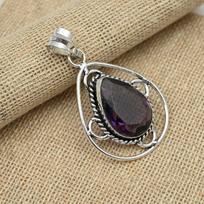 Amethyst Gemstone 925 Sterling Silver Handmade Beautiful Pendant Jewelry For Her 2.16 Inches violetinė
