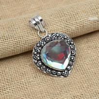Mistic Topaz Gemstone 925 Sterling Silver Handmade Women Pendant Jewelry 1.77 Inches balta