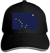 Alaska Flag Element Design Trucker Hat Custom Sandwich Peaked Cap Unisex Baseball Caps Unisex Snapback Cap Dad Hats One Size blue