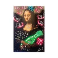 Modern CASH ONLY Dollar Mona Lisa Art Canvas Paintings Posters and Prints Wall Art Pictures for Living Room Wall Decor Cuadros 21x30cm No Frame black