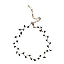 limeimei Fashion Wave Chain Black Beads Charm Choker Party Short Necklace Women Jewelry juoda