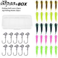 Floating Shrimp Lure Shrimp Lead Head Hook Neide Fishing Set with Salt and Fish, Perch, Mandarin Fish, Fake Bait, Soft Bait In Bulk 35pcs set
