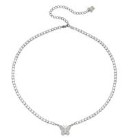 Titanium steel inlaid vermiculite butterfly necklace Fashion senior love couple clavicle chain white