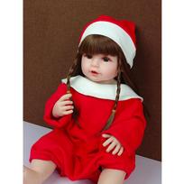 55CM Finished Reborn Baby Dolls Lovely Girl Merry Christmas Gift Lifelike Silicone Vinyl Newborn DIY Toys red