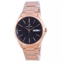 Westar Black Dial Rose Gold Tone Stainless Steel Quartz 50212 PPN 603 Mens Watch juoda