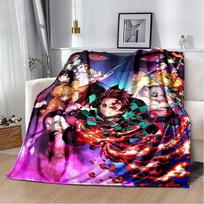 Demon Slayer Madingas pledas - Lengvas flanelinis užklotas sofai ir lovai, skaitmeniniu būdu spausdintas pledas iš minkšto ir šilto flanelinio audinio 125x150cm gray