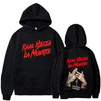 Anuel AA Printed Hoodies Sweatshirt Coat Real Hasta La Muerte casual Tracksuit Costume Unisex Women Clothing Anime Pullover Hoodie Unisex L black