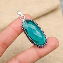 Indicolite Tourmaline Gemstone Handmade Solid 925 Sterling Silver Pendant Jewelry For Christmas 1.97 Inches žalia